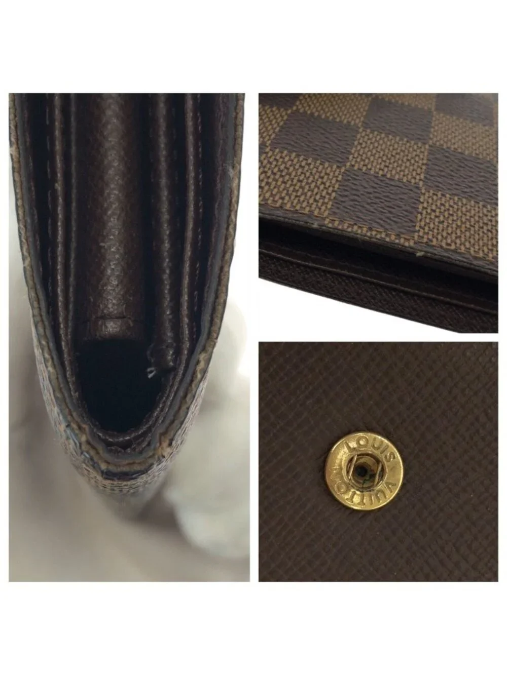 Louis Vuitton Damier Portefeuille Marco Brown Dark Fold Wallet Compact
